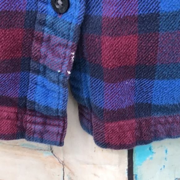 Patagonia W’s Size 14 J Ford Flannel Button Down Shirt Blue Red Maroon Paint - Picture 3 of 7